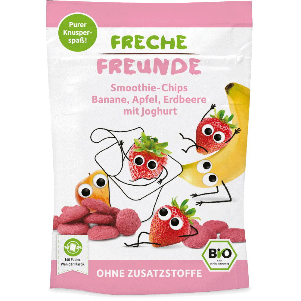 Bild: Freche Freunde Fruchtchips Apfel, Banane, Erdbeere 