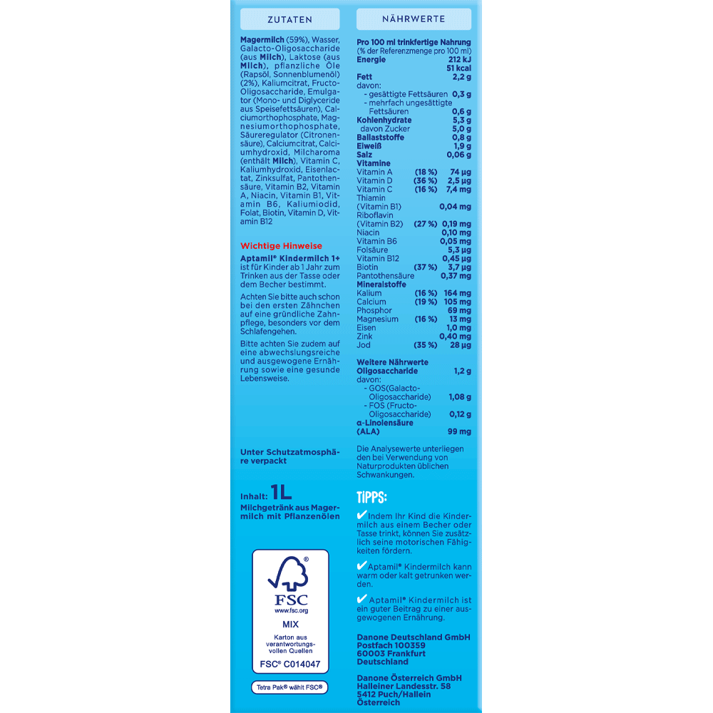 Bild: Aptamil Kindermilch 1+ trinkfertig 