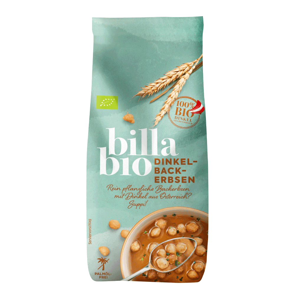 Bild: Billa Bio Dinkel Backerbsen 