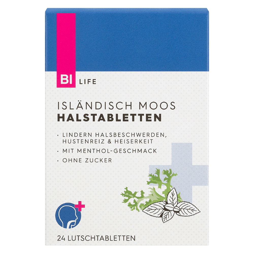 Bild: BI LIFE Isländisch Moos Halsschmerz Lutschtabletten 