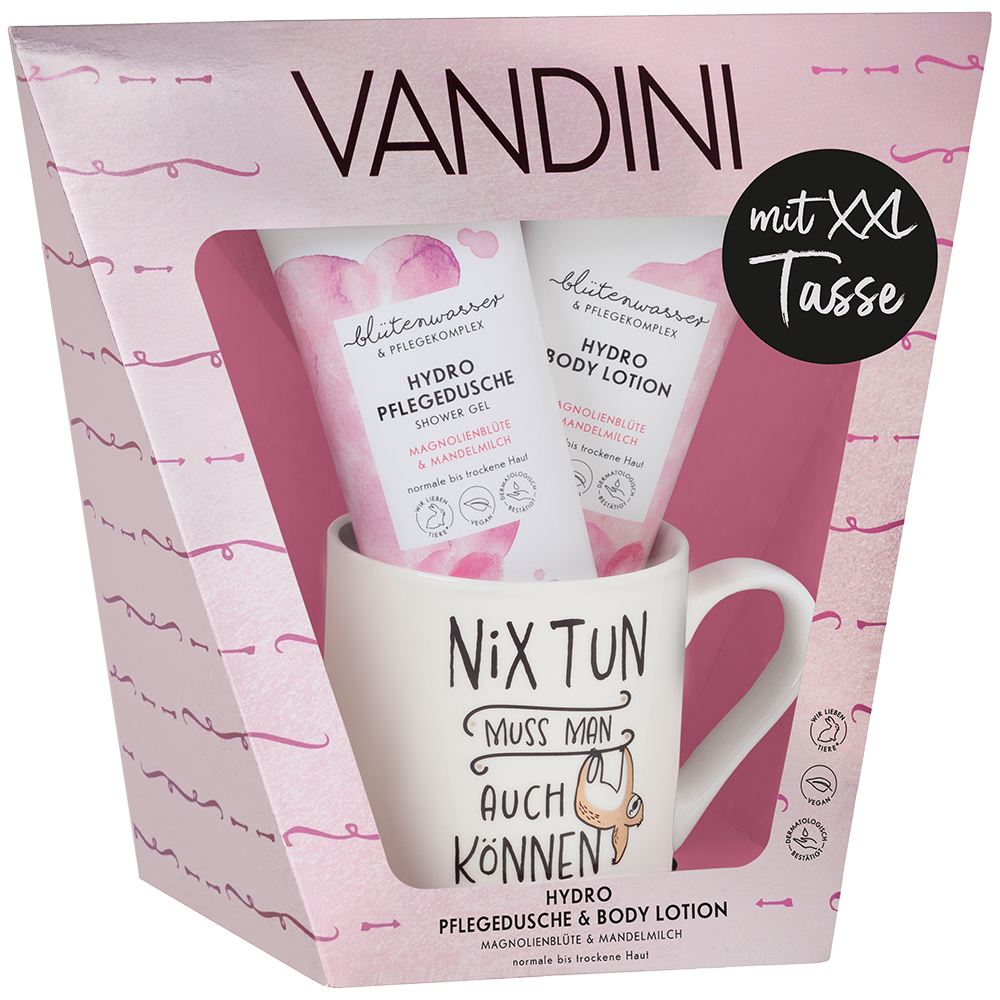 Bild: VANDINI Geschenkset Pflegedusche, Body Lotion und XXL Tasse 