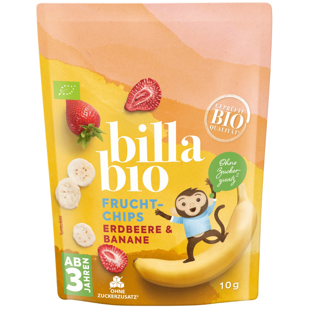 Bild: Billa Bio Fruchtchips Erdbeere und Banane 