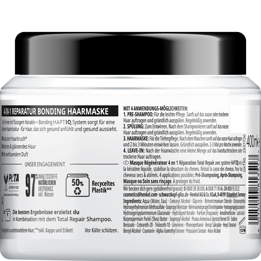 Bild: Schwarzkopf GLISS Total Repair 4in1 Bonding Haarmaske 