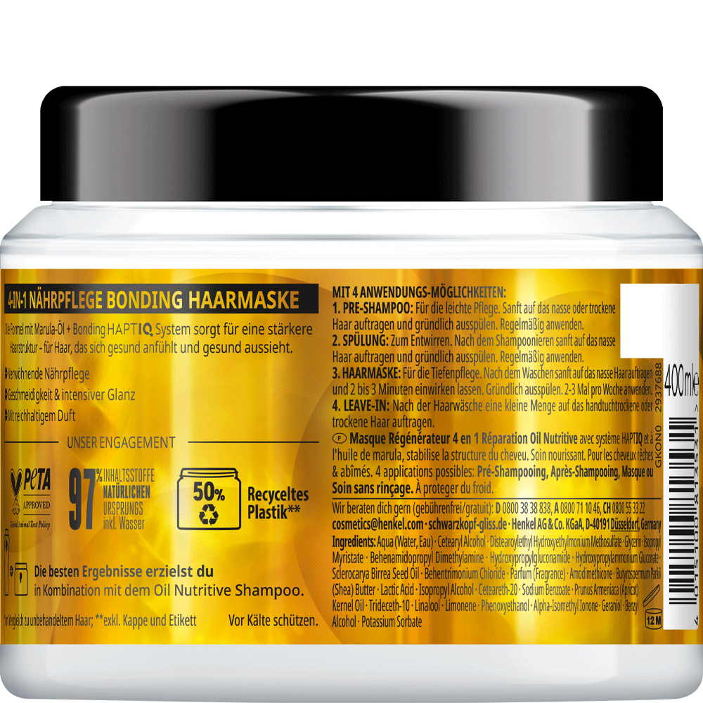 Bild: Schwarzkopf GLISS Oil Nutritive 4in1 Bonding Haarmaske 