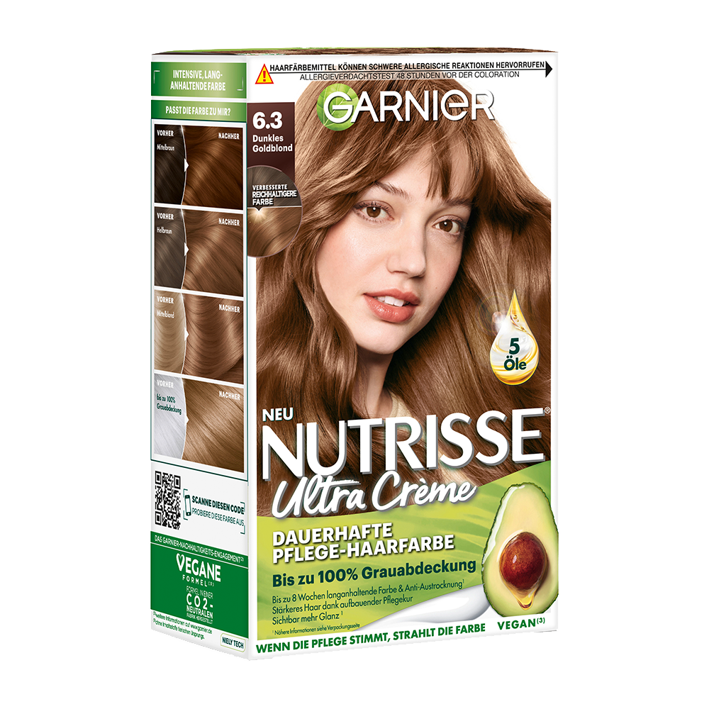 Bild: GARNIER Nutrisse Creme Coloration Dunkles Goldblond