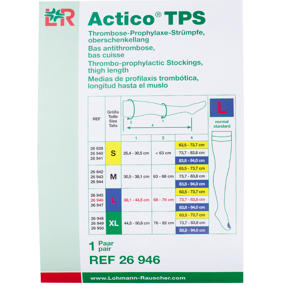 Bild: LOHMANN & RAUSCHER Actico® TPS Thrombose-Prophylaxe-Strümpfe oberschenkellang Gr. L 