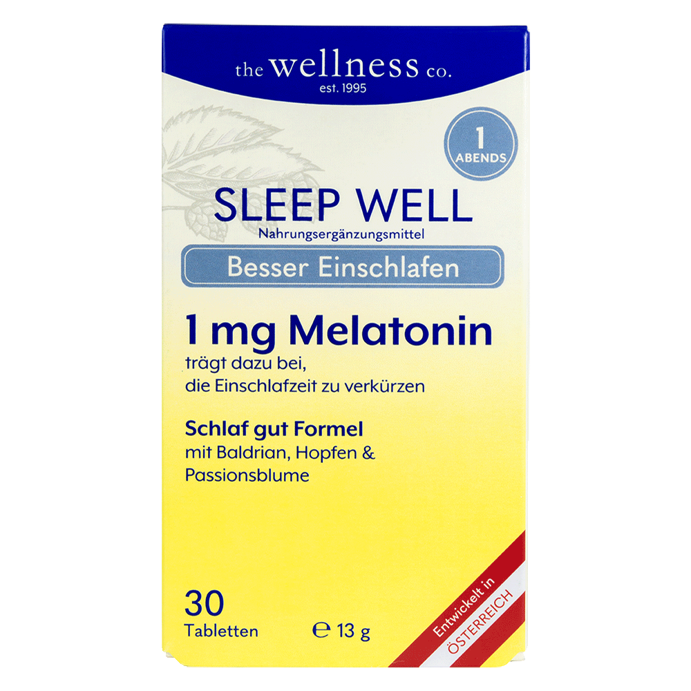 Bild: the wellness co. Sleep Well Melatonin Tabletten 