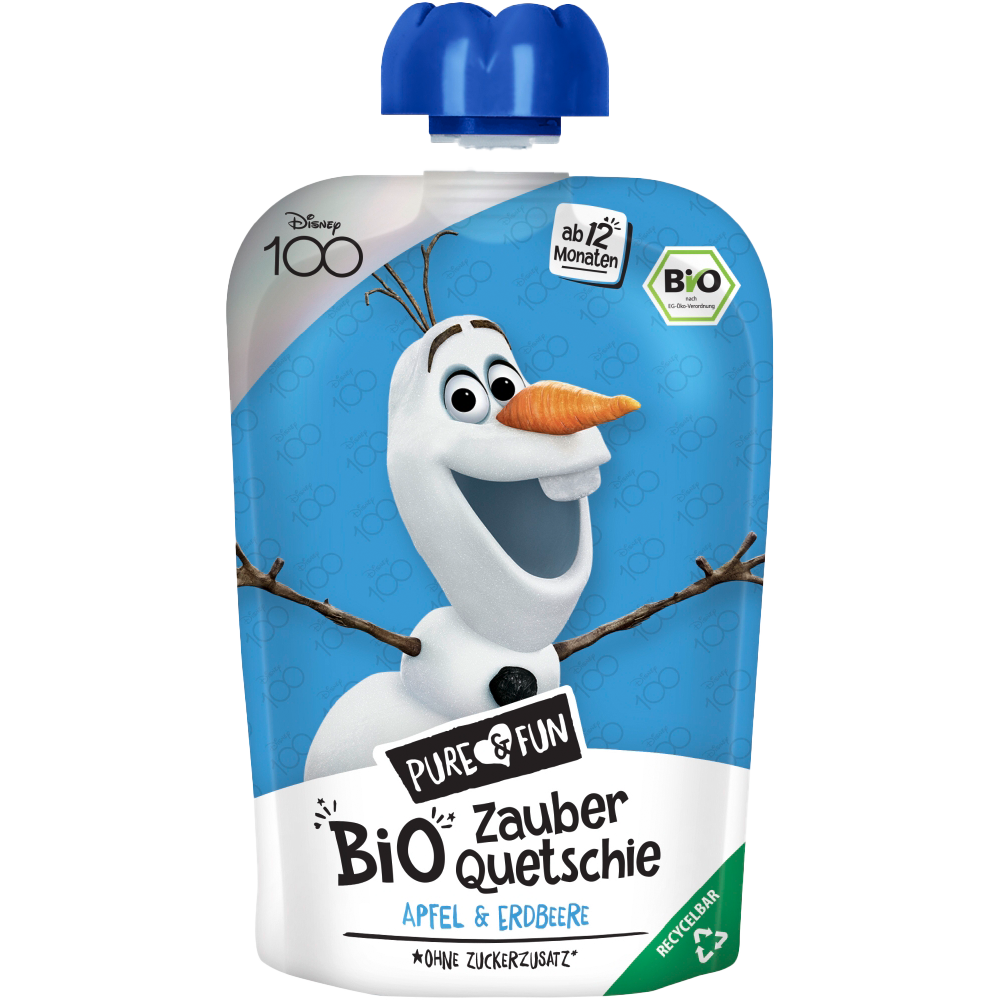 Bild: Pure & Fun Disney Bio Zauber Quetschie Olaf Apfel & Erdbeere 