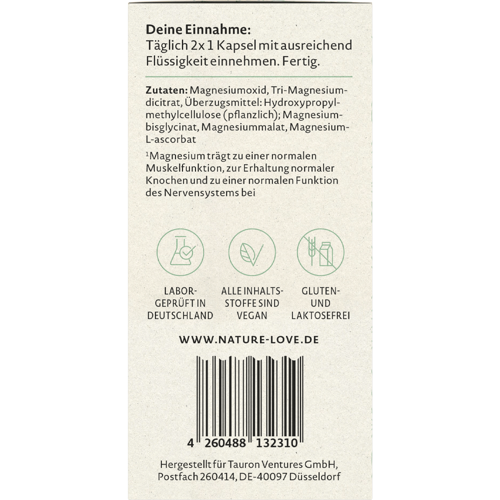 Bild: NATURE LOVE Magnesium Komplex 