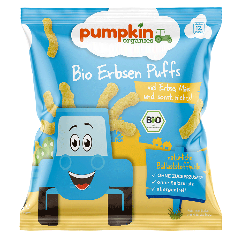 Bild: pumpkin organics Bio Erbsen Puffs 