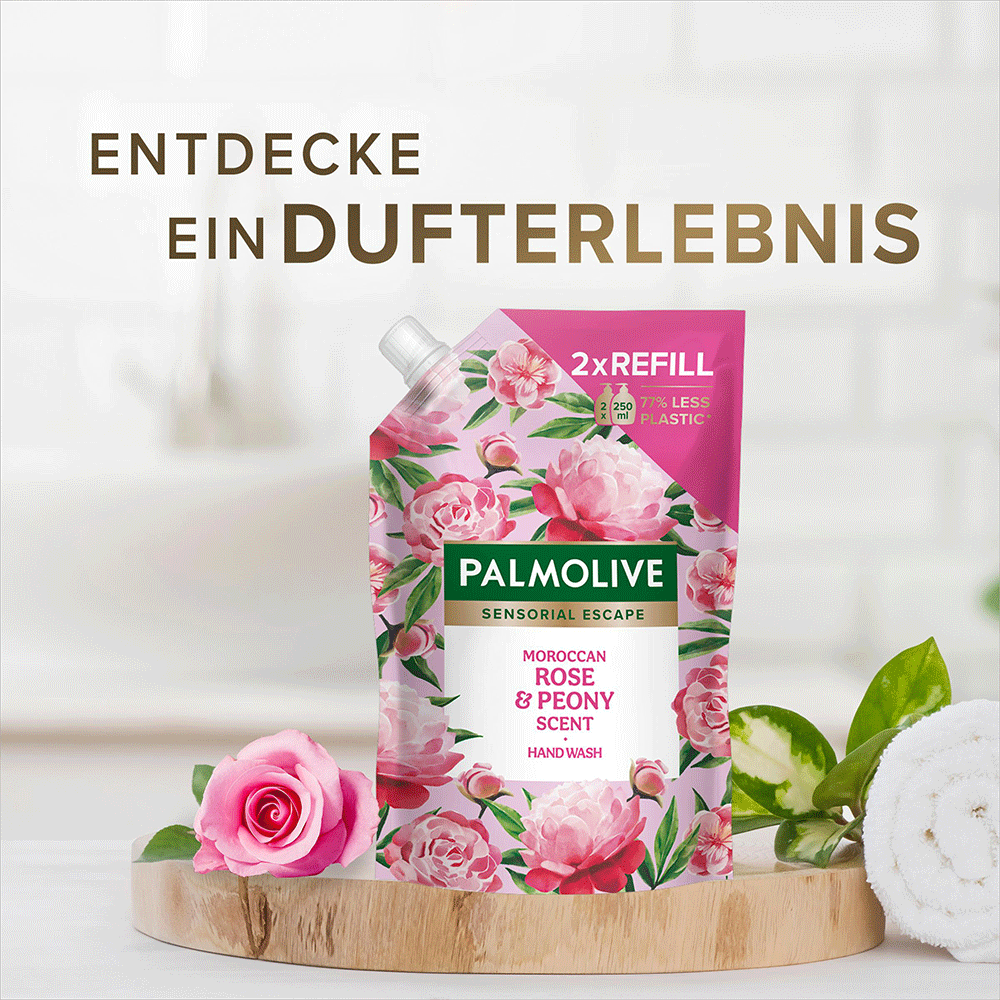 Bild: Palmolive Sensorial Escape Flüssigseife Rose and Peony Nachfüllung 