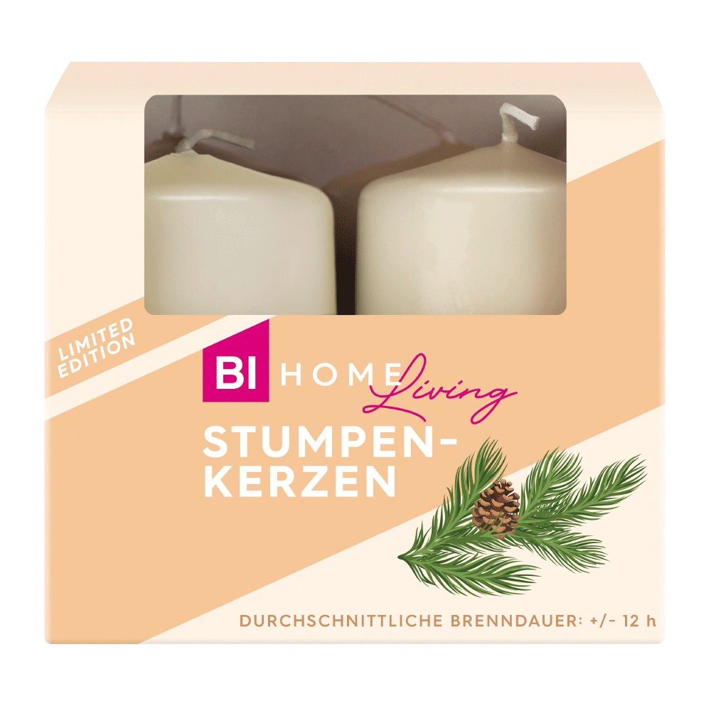 Bild: BI HOME Living Stumpenkerzen Creme 4er 