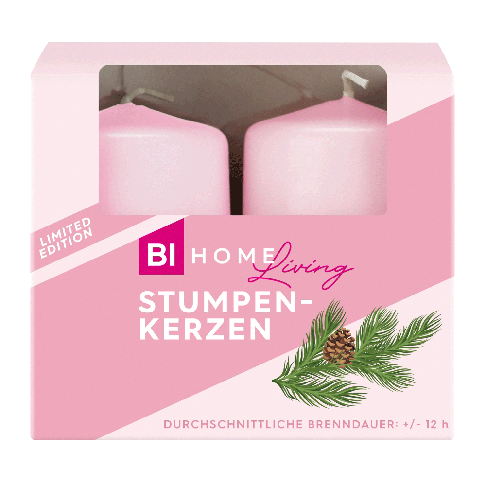 Bild: BI HOME Living Stumpenkerzen Rosa 4er 