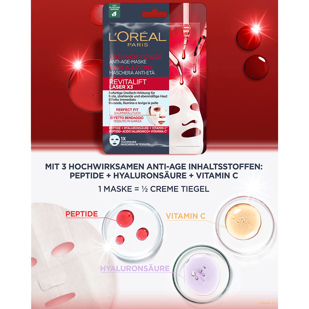 Bild: L'ORÉAL PARIS Revitalift Laser X3 Creme Tuchmaske 