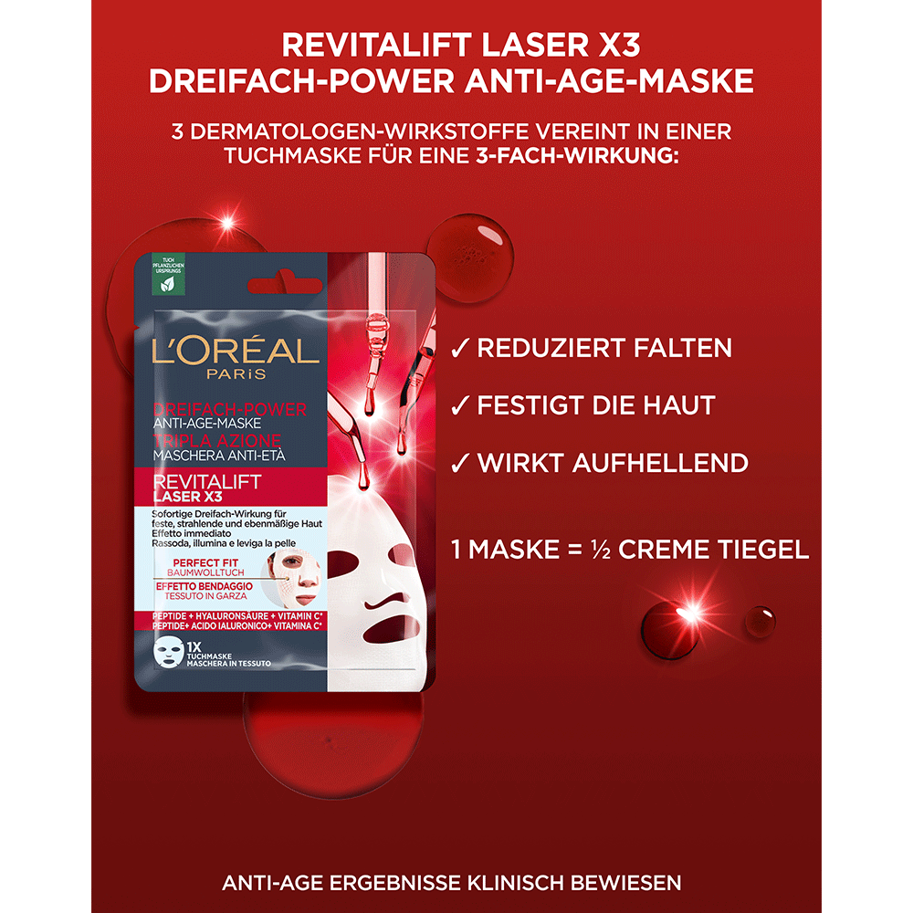 Bild: L'ORÉAL PARIS Revitalift Laser X3 Creme Tuchmaske 