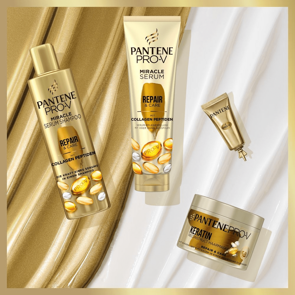 Bild: PANTENE PRO-V Pro-V x Moschino Miracle Serum Shampoo Repair & Care Mit Collagen-Peptiden 