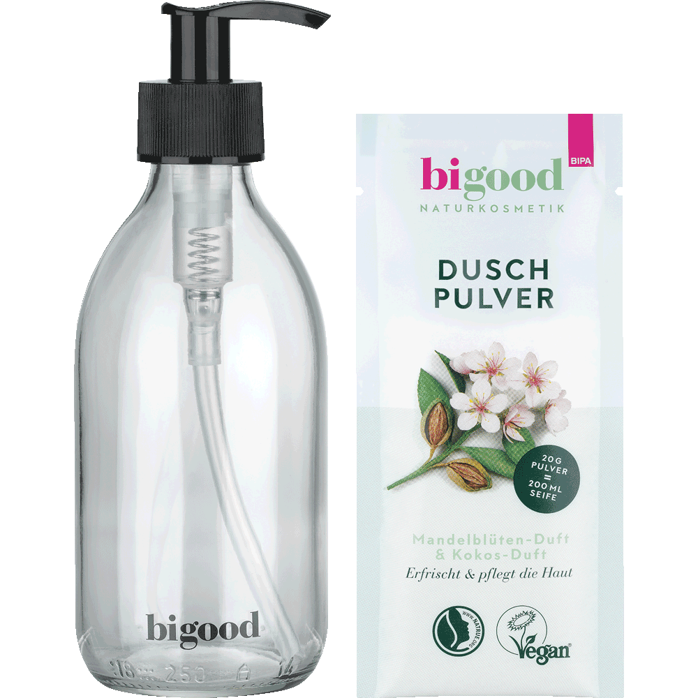 Bild: bi good Duschpulver Starter-Set Mandelblüten & Kokos-Duft 