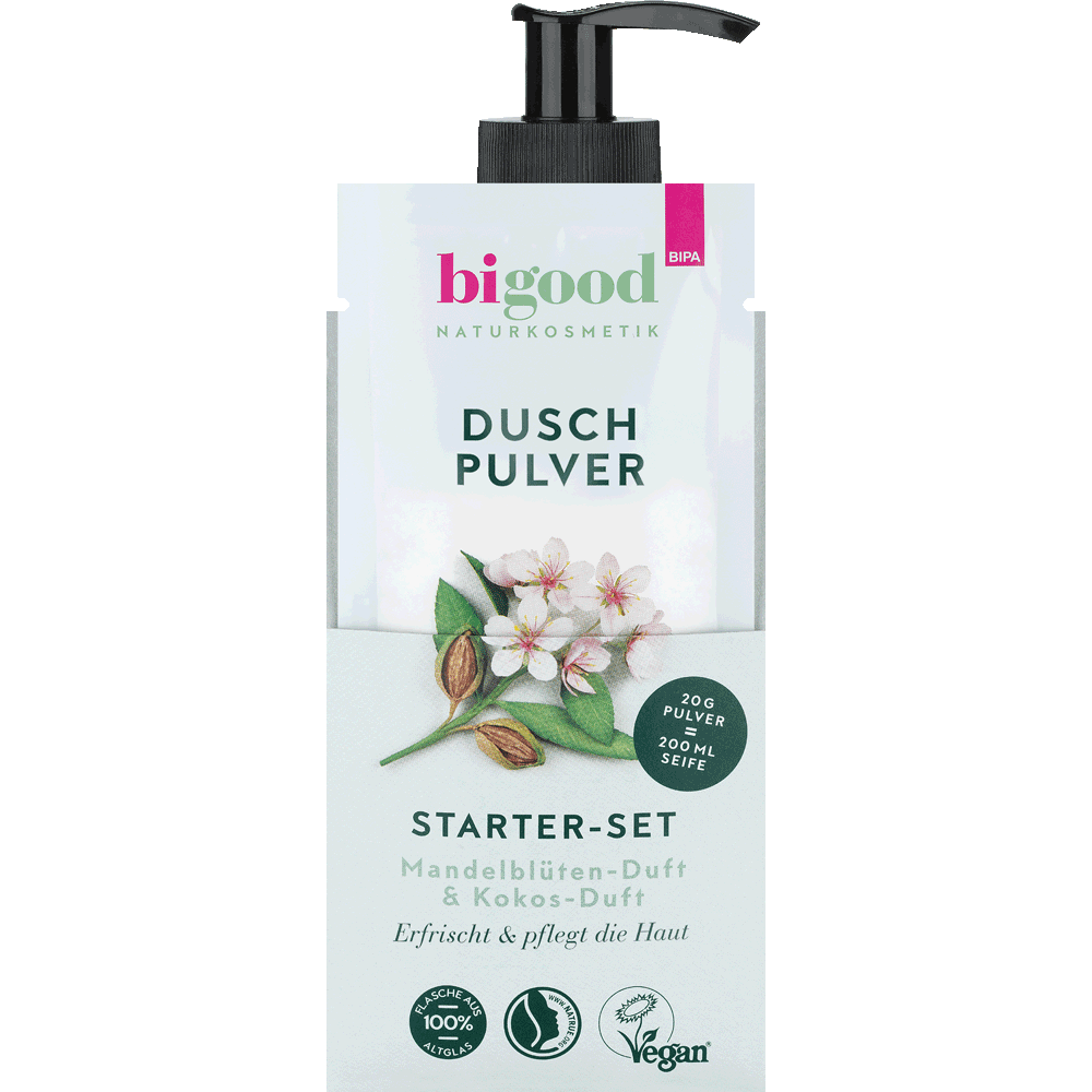 Bild: bi good Duschpulver Starter-Set Mandelblüten & Kokos-Duft 