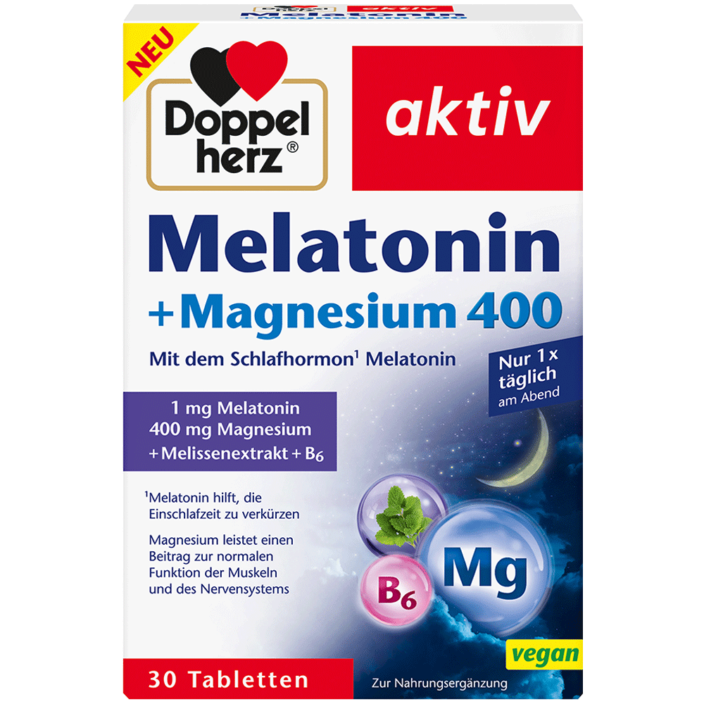 Bild: DOPPELHERZ Melatonin + Magnesium 400 