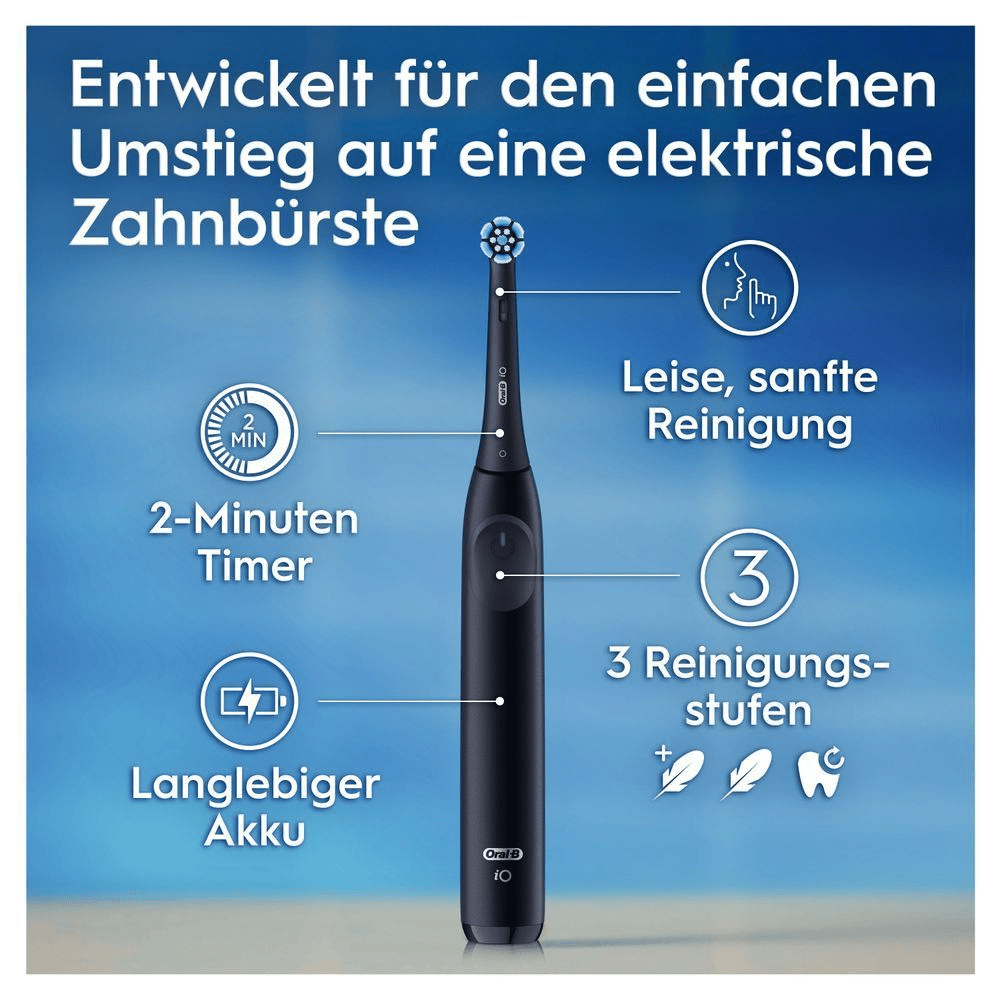 Bild: Oral-B Oral-B iO Series 2 Elektrische Zahnbürste inkl. 4 Aufsteckbürsten, Night Black 