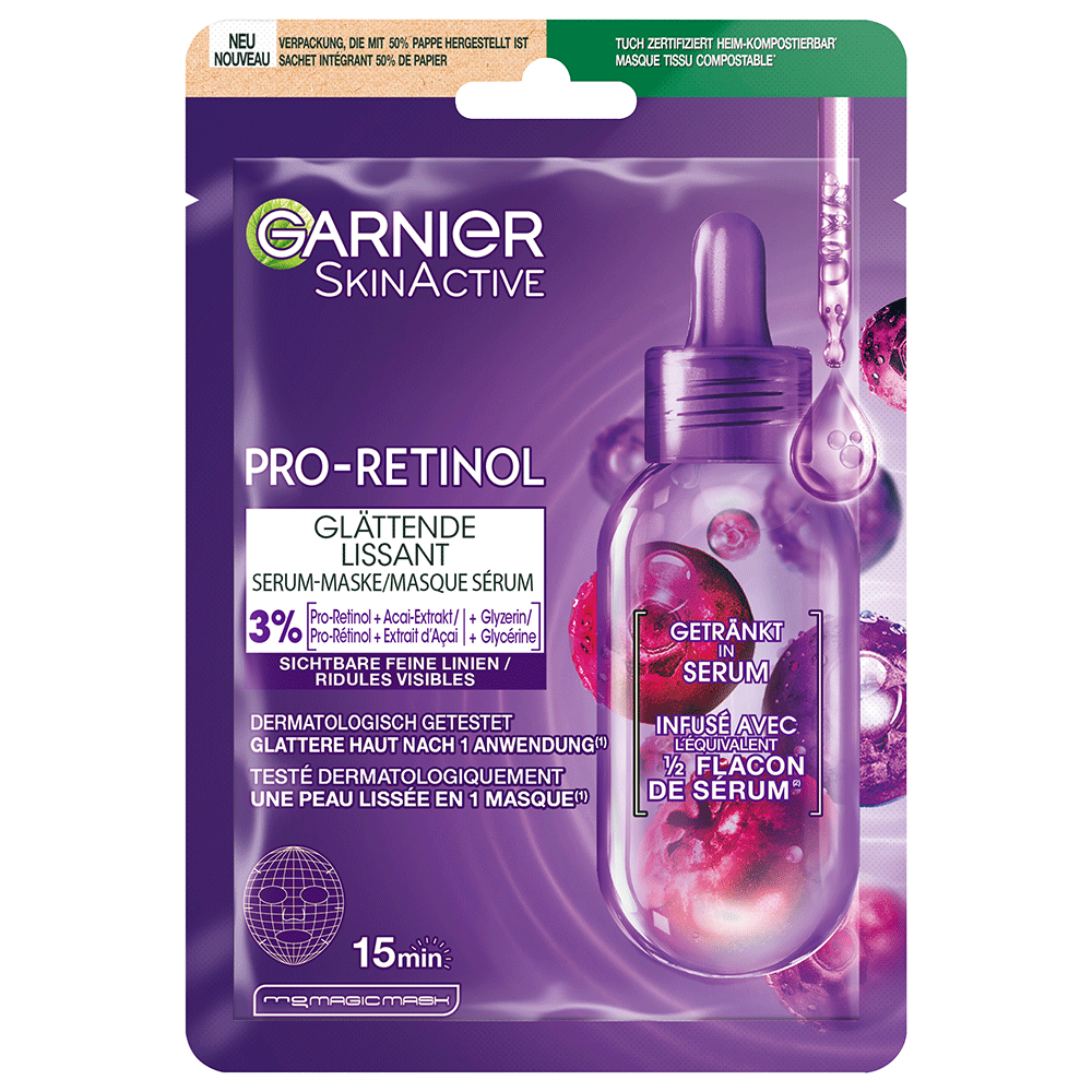 Bild: GARNIER SKIN ACTIVE Pro-Retinol Glättende Serum-Maske 