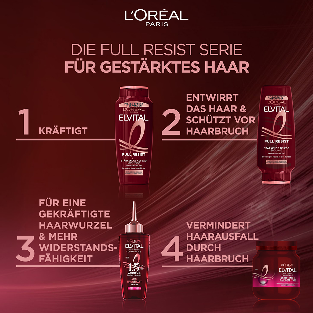 Bild: L'ORÉAL PARIS ELVITAL Full Resist Stärkendes Aufbau Shampoo 