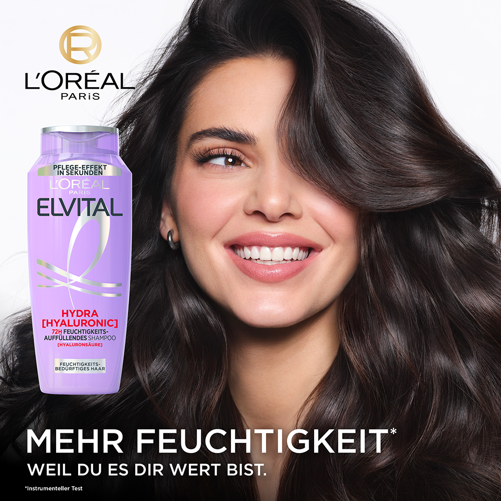 Bild: L'ORÉAL PARIS ELVITAL Hydra [Hyaluronic] 72H Feuchtigkeits-Auffüllendes Shampoo 