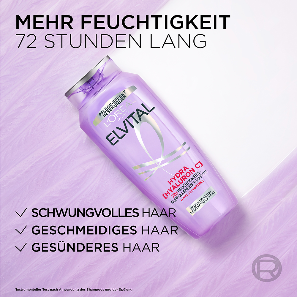 Bild: L'ORÉAL PARIS ELVITAL Hydra [Hyaluronic] 72H Feuchtigkeits-Auffüllendes Shampoo 