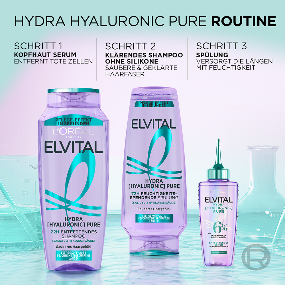 Bild: L'ORÉAL PARIS ELVITAL Hydra [Hyaluronic] Pure 72H Feuchtigkeitsspendende Spülung 