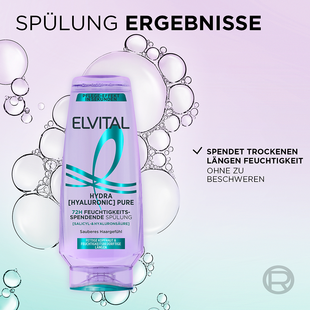 Bild: L'ORÉAL PARIS ELVITAL Hydra [Hyaluronic] Pure 72H Feuchtigkeitsspendende Spülung 