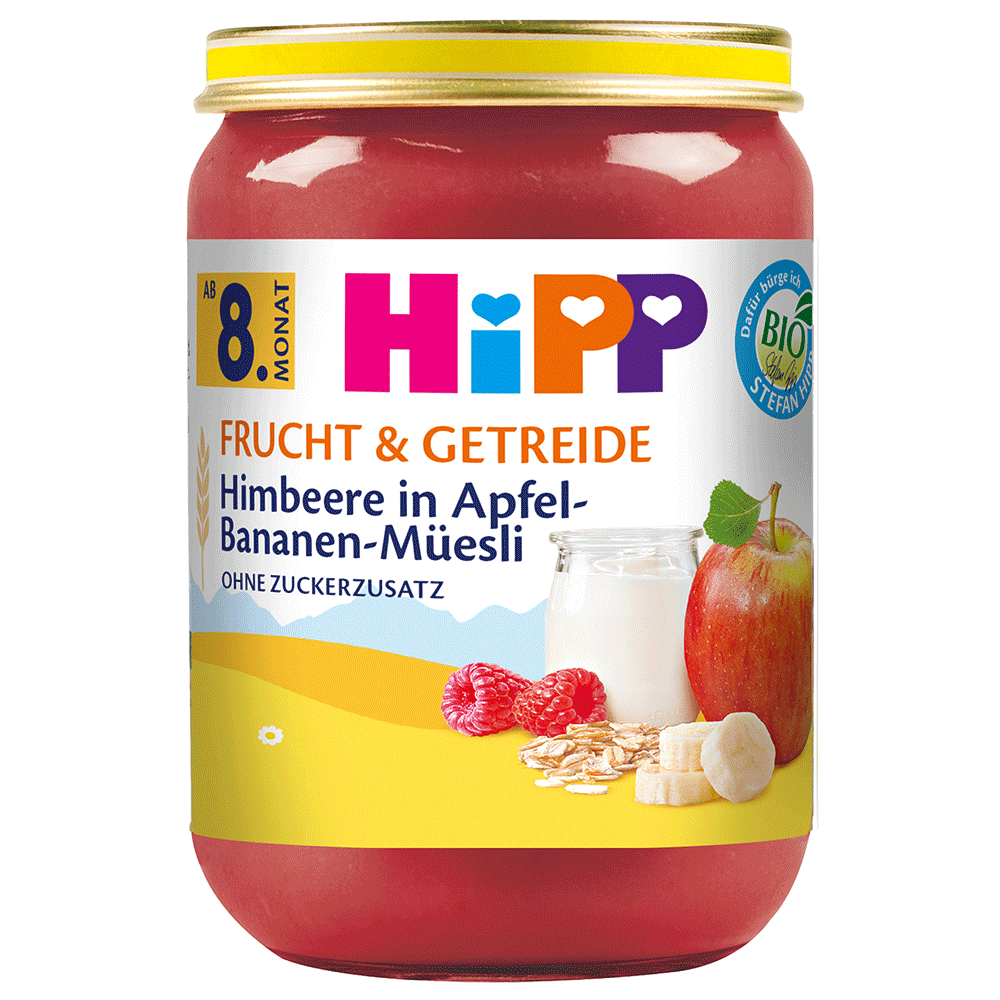 Bild: HiPP Himbeere in Apfel Bananen Müsli 