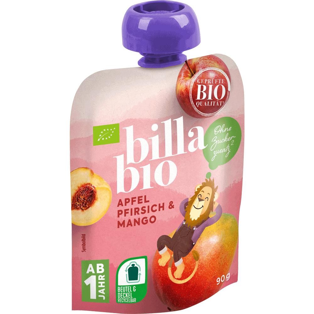 Bild: Billa Bio Quetschie Apfel Pfirisch Mango 