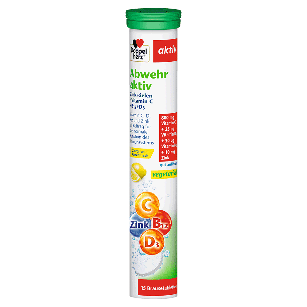 Bild: DOPPELHERZ Abwehr aktiv Zink + Selen + Vitamic C + B12 + D3 Brausetabletten 