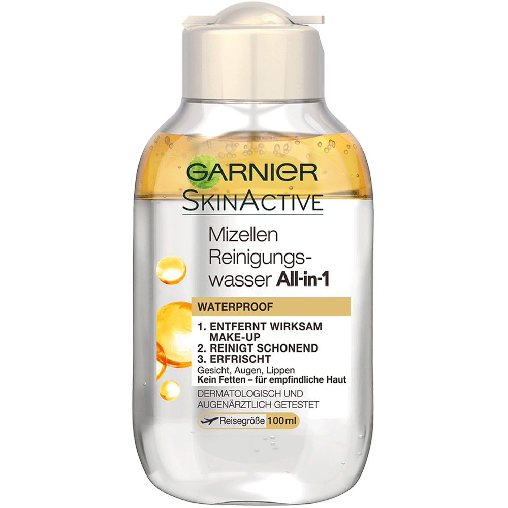 Bild: GARNIER SKIN ACTIVE Mizellen Reinigungswasser All-in-1 waterproof Mini 