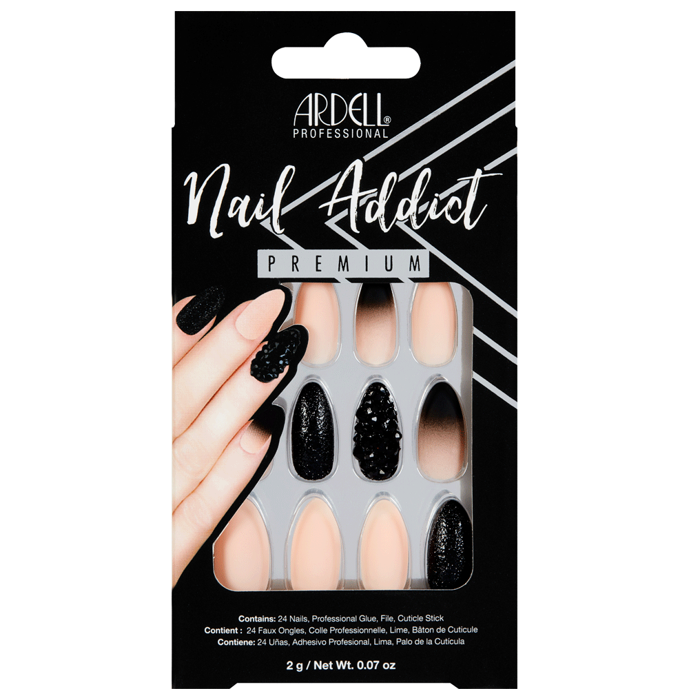 Bild: ARDELL Nail Addict Premium Kunstfingernägel Black Stud & Pink Ombré 