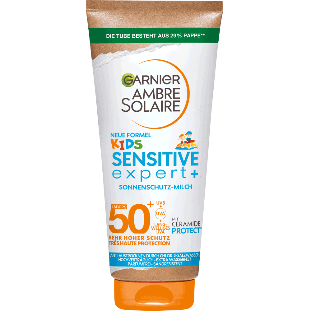 Bild: GARNIER AMBRE SOLAIRE Kids Sensitive expert+ Sonnenschutz-Milch LSF 50+ 