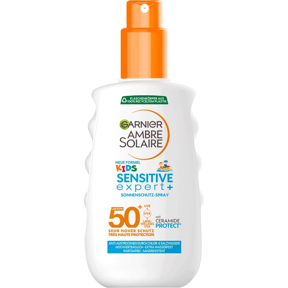 Bild: GARNIER AMBRE SOLAIRE Kids Sensitive expert+ Sonnenschutz-Spray LSF 50+ 