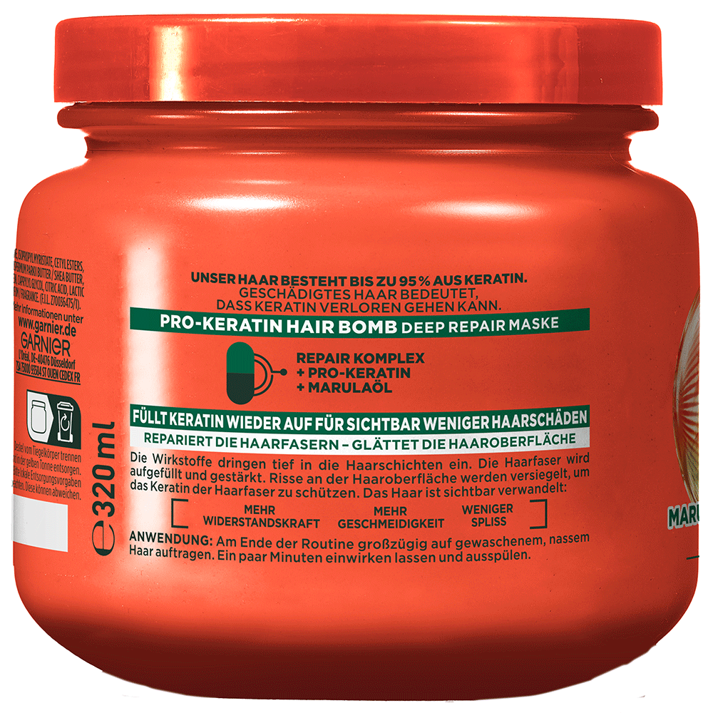 Bild: GARNIER FRUCTIS Schadenlöscher Pro-Keratin Hair Bomb Maske 