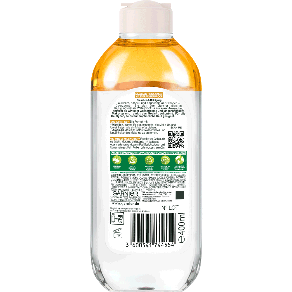 Bild: GARNIER SKIN ACTIVE Mizellen Reinigungswasser All-in-1 waterproof 