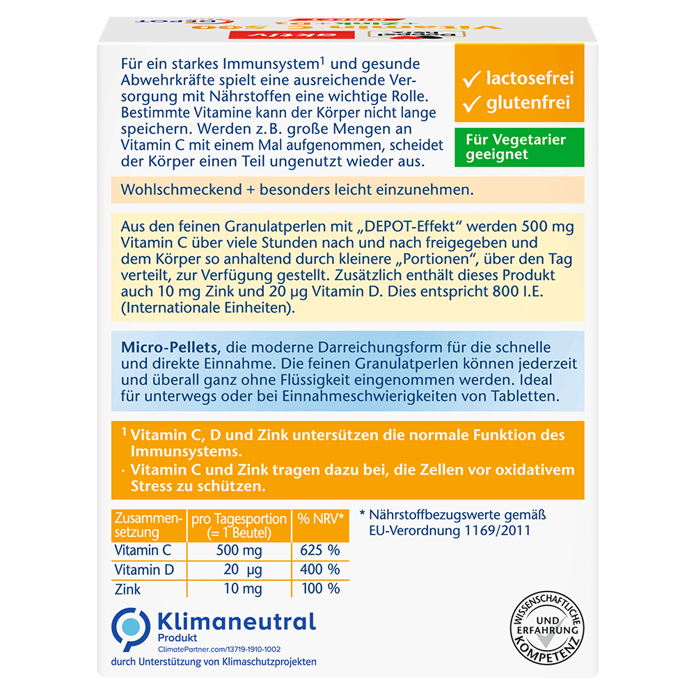 Bild: DOPPELHERZ Vitamin C 500 + Zink + D3 Direct 