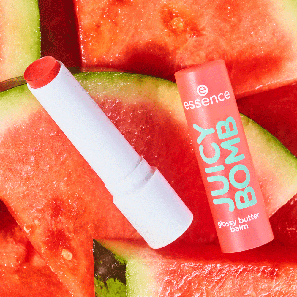 Bild: essence JUICY BOMB glossy butter balm One In A Melon