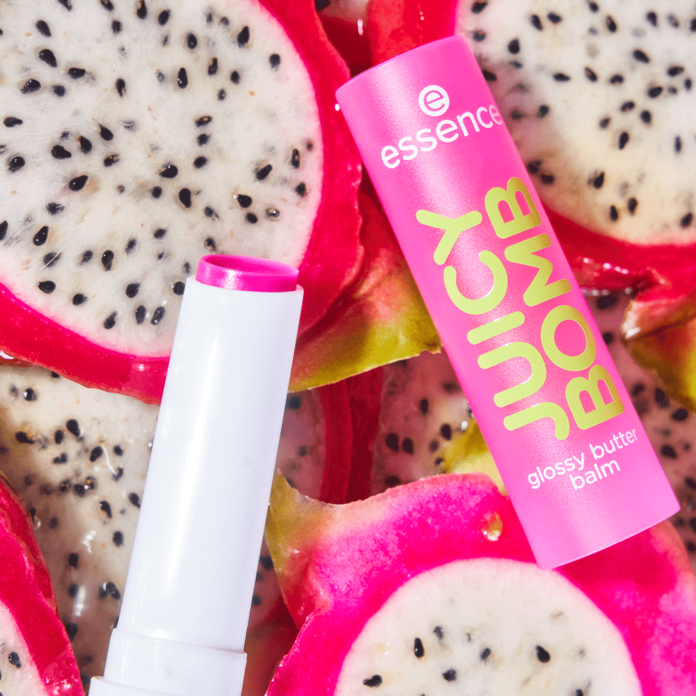 Bild: essence JUICY BOMB glossy butter balm Time To Pitaya