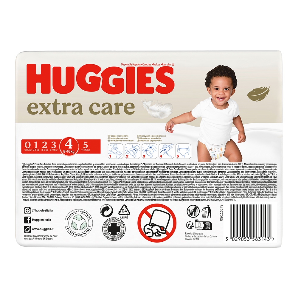 Bild: Huggies Extra Care Windel Größe 4, 8kg - 16kg 