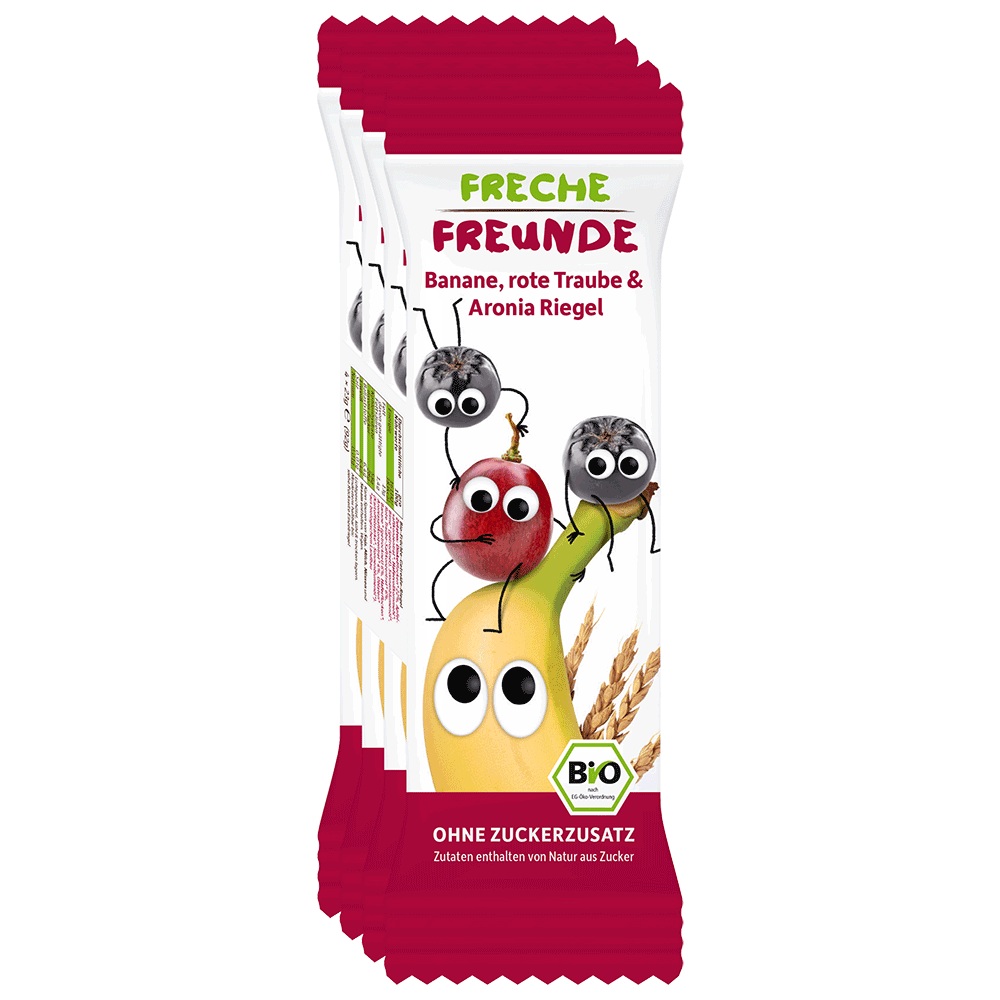 Bild: Freche Freunde Getreideriegel Banane, Rote Traube & Aronia 