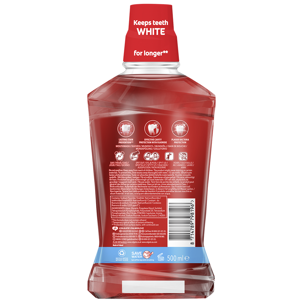 Bild: Colgate Mundspülung Max White Whiter Teeth 