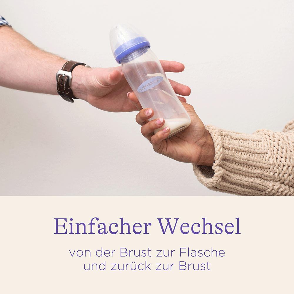 Bild: Lansinoh Weithalsflasche + Natural Wave Sauger 