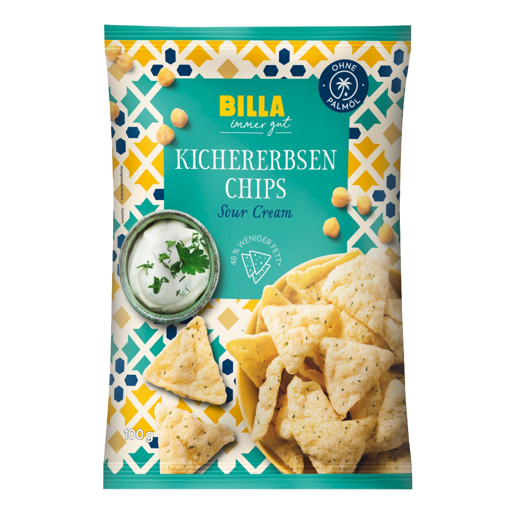 Bild: Billa immer gut Kichererbsenchips Sour Cream 