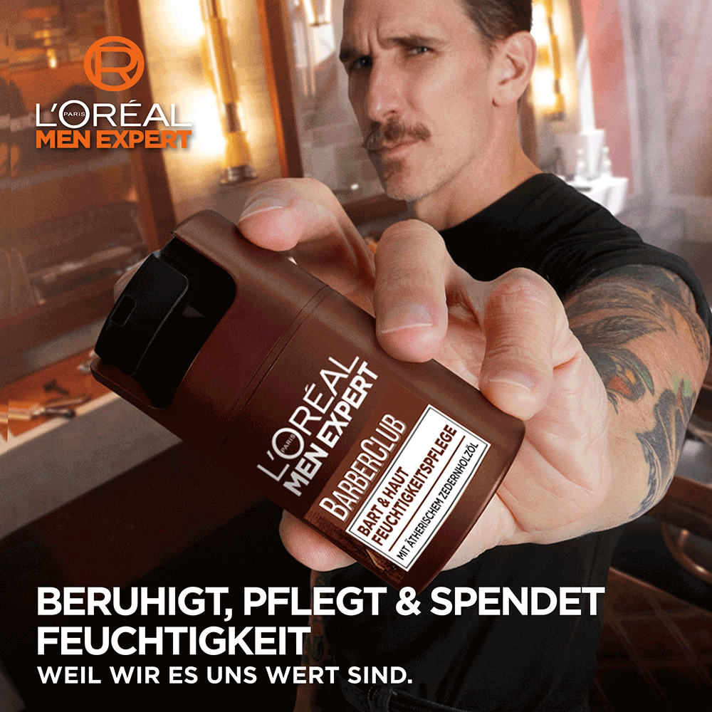 Bild: L'ORÉAL PARIS MEN EXPERT Barber Club: Bart & Haut Feuchtigkeitspflege 