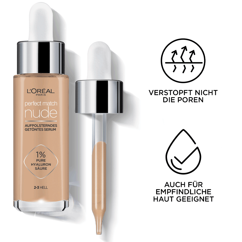 Bild: L'ORÉAL PARIS Perfect Match Aufpolsterndes Getöntes Serum 1-2