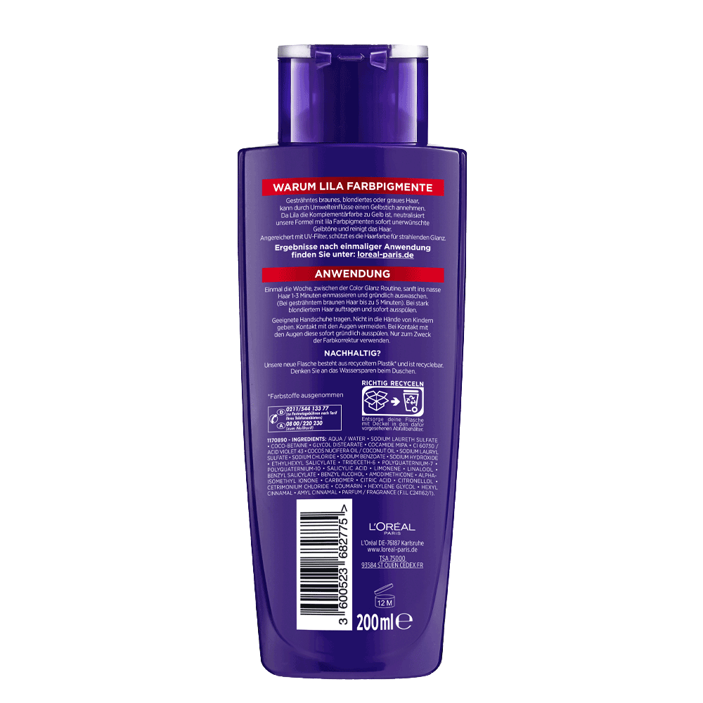 Bild: L'ORÉAL PARIS ELVITAL Color Glanz Purple Shampoo Anti Gelbstich 